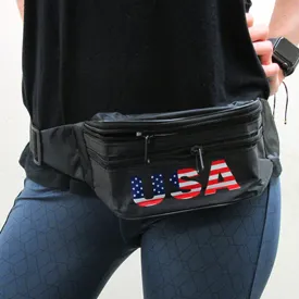 2pc USA Flag Fanny Pack Travel Utility Bag Waist Pouch Adjustable 3 Pocket Sport