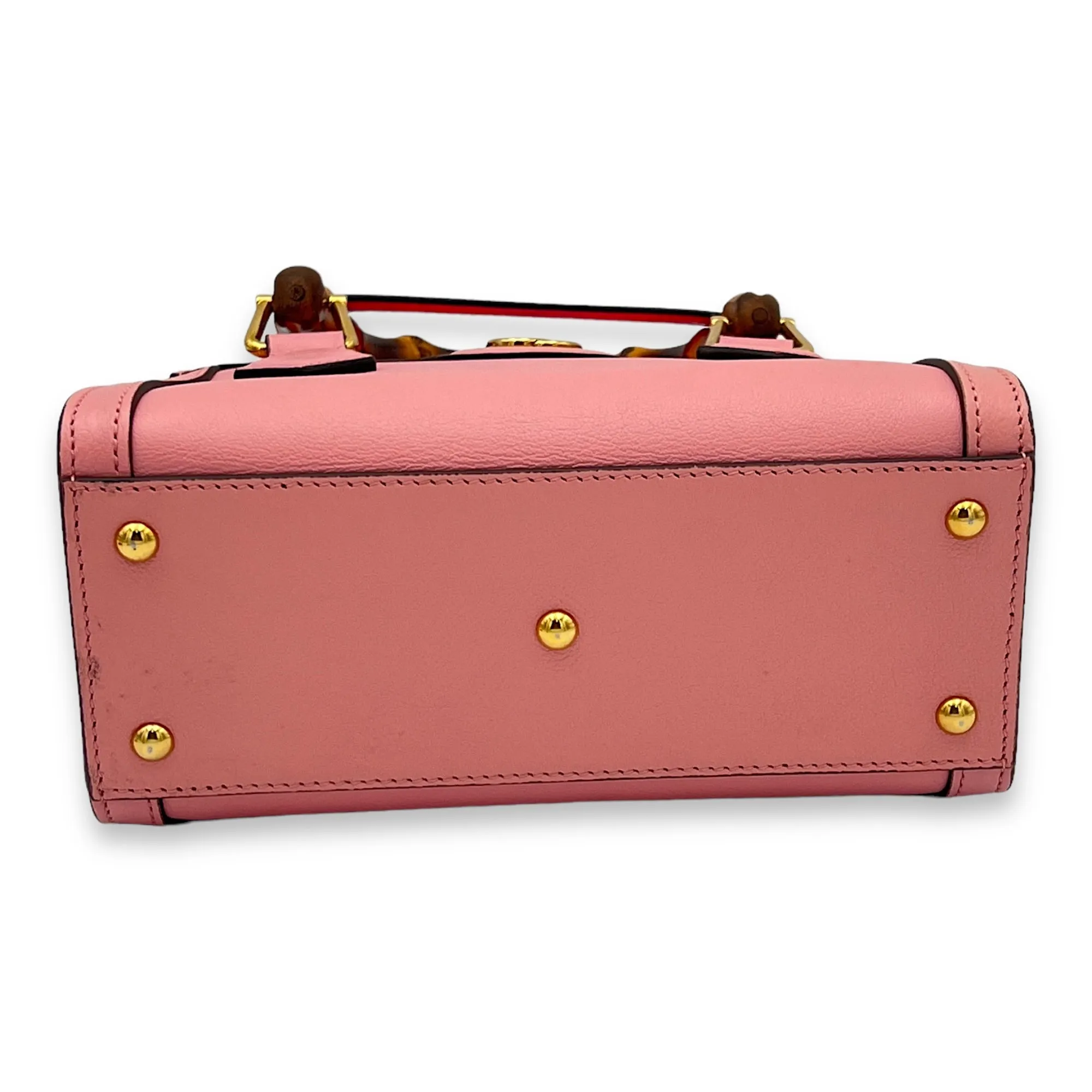 Bamboo Diana Mini Pink Top Handle Bag in Calfskin, Gold hardware