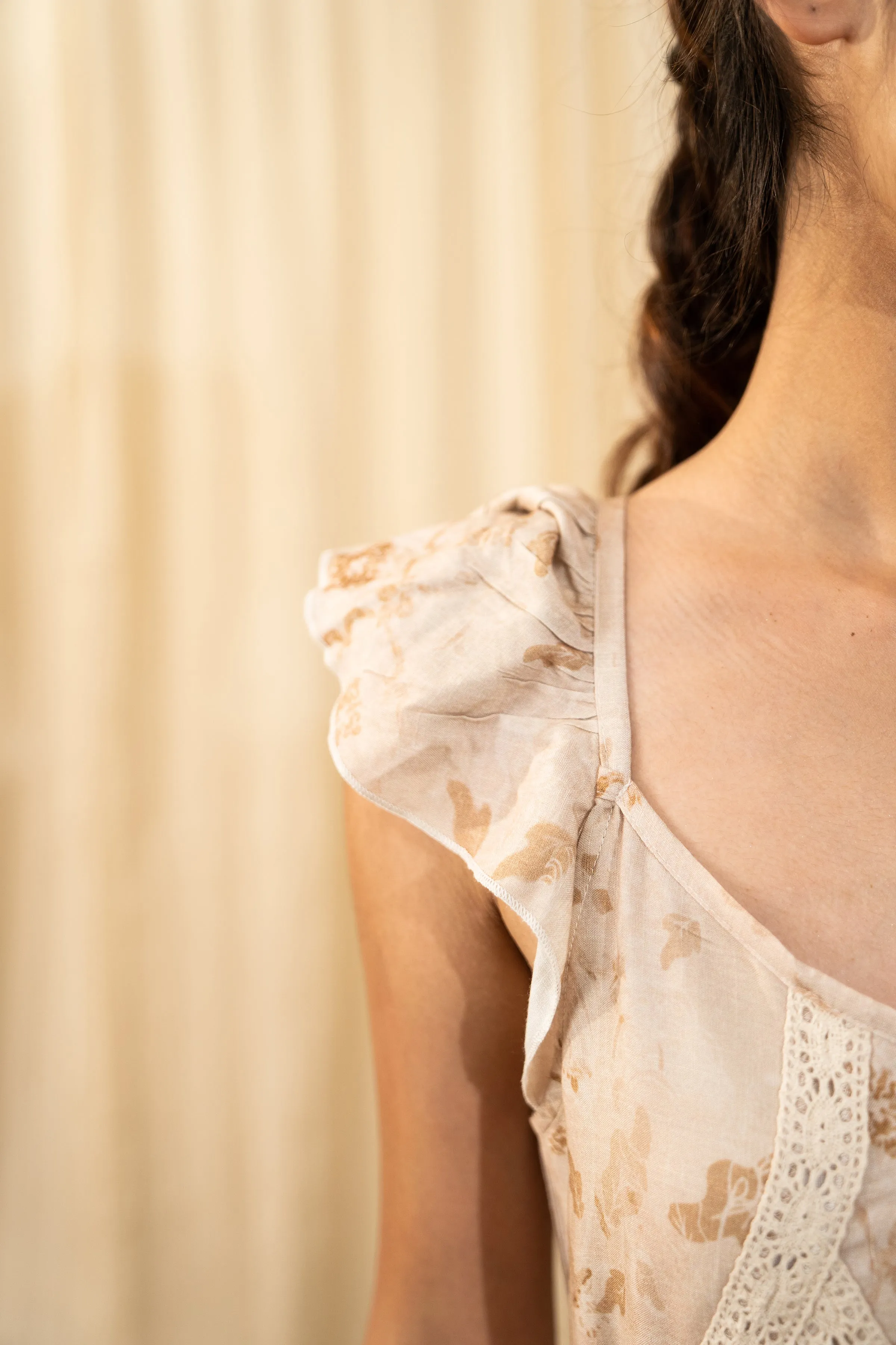 Beige Lace Tiered Maxi Dress