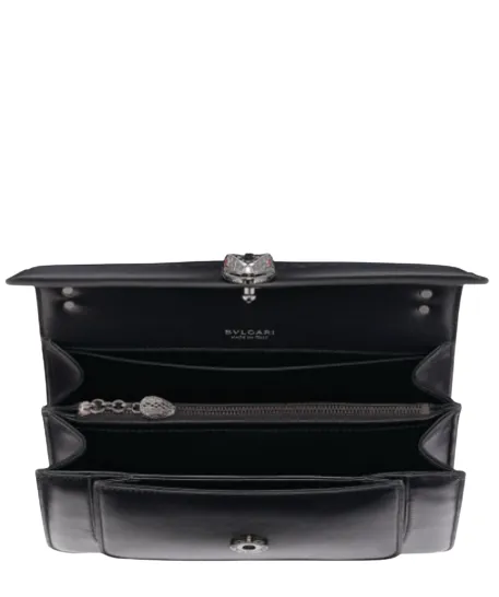 BVLGARI Black Leather Serpenti Forever Cross-body Bag One Size