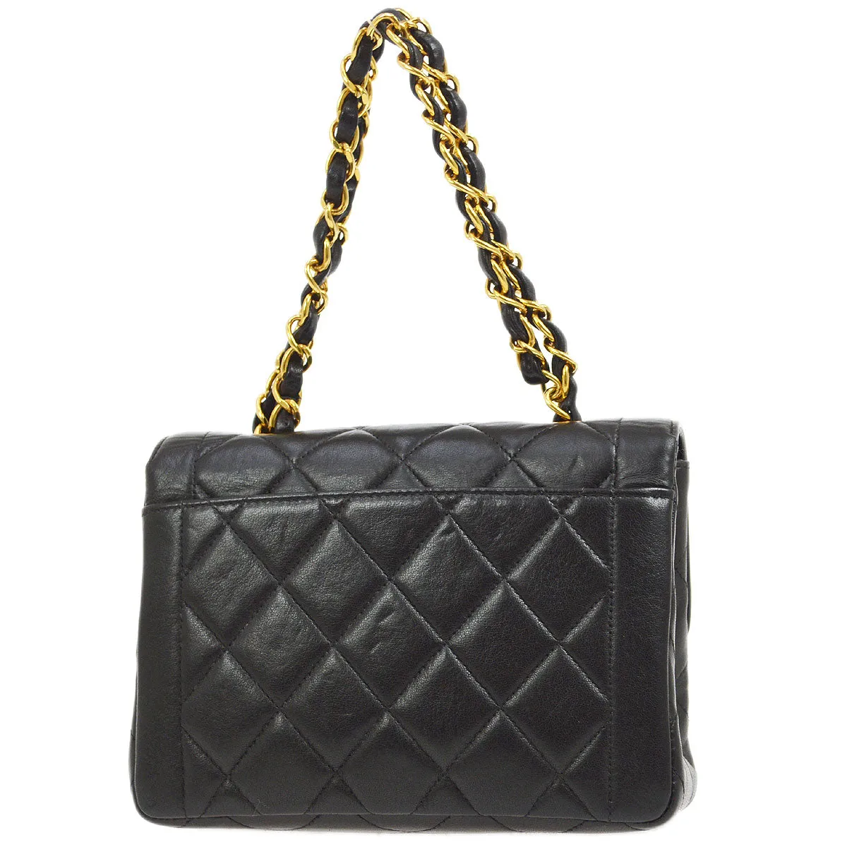 CHANEL 1994-1996 Border Flap Handbag Mini Black Lambskin 54890
