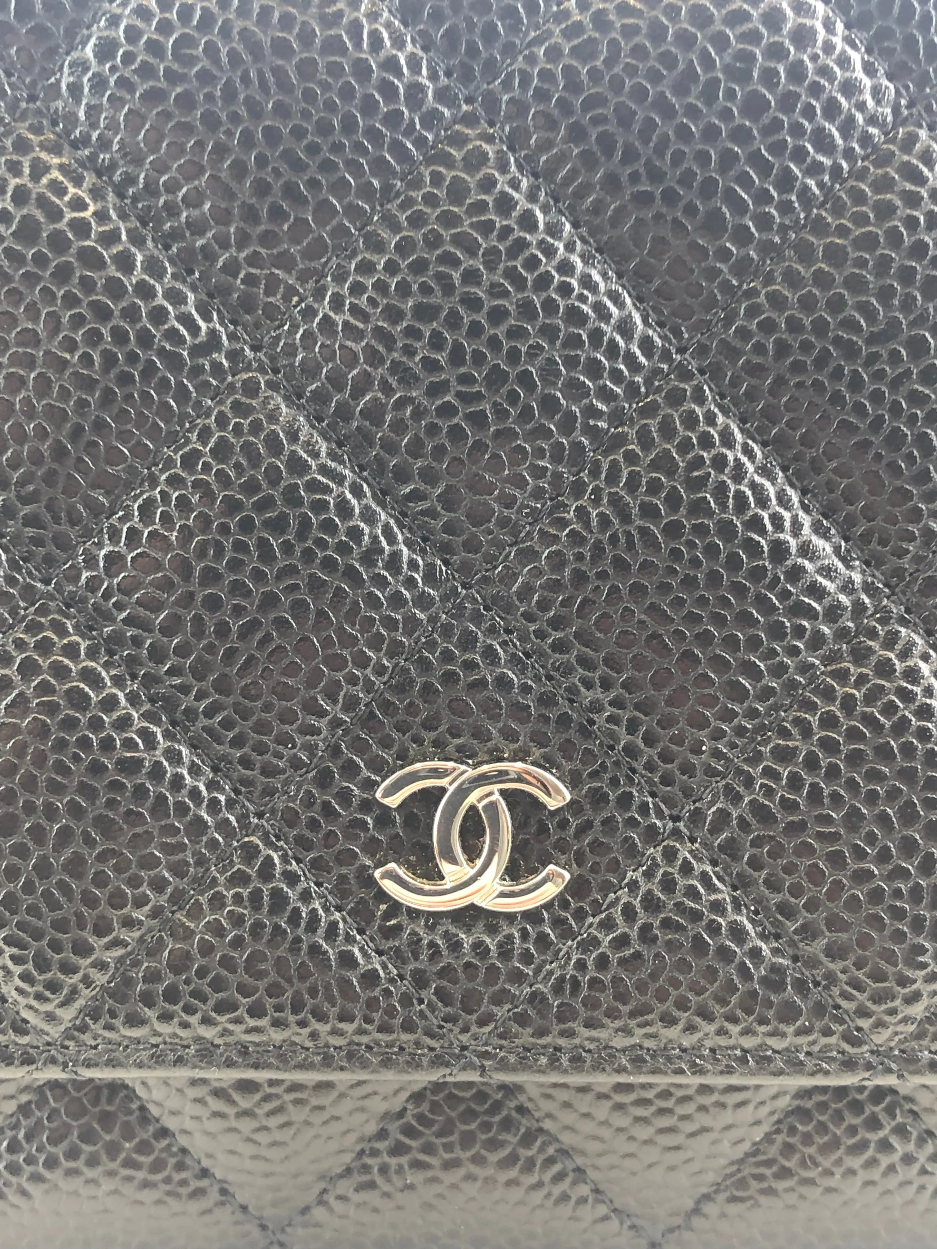 Chanel Black Caviar Leather Wallet on Chain