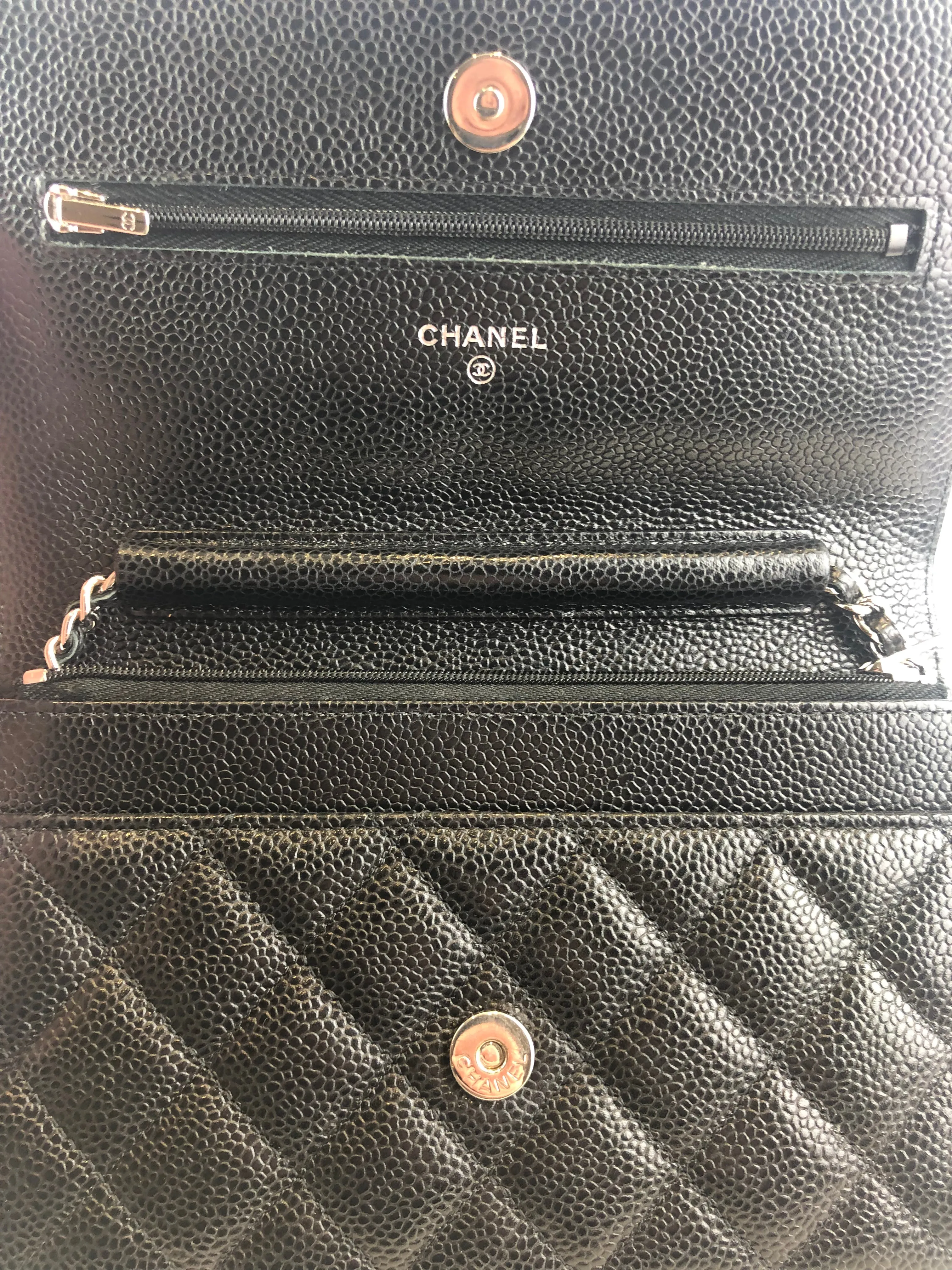 Chanel Black Caviar Leather Wallet on Chain