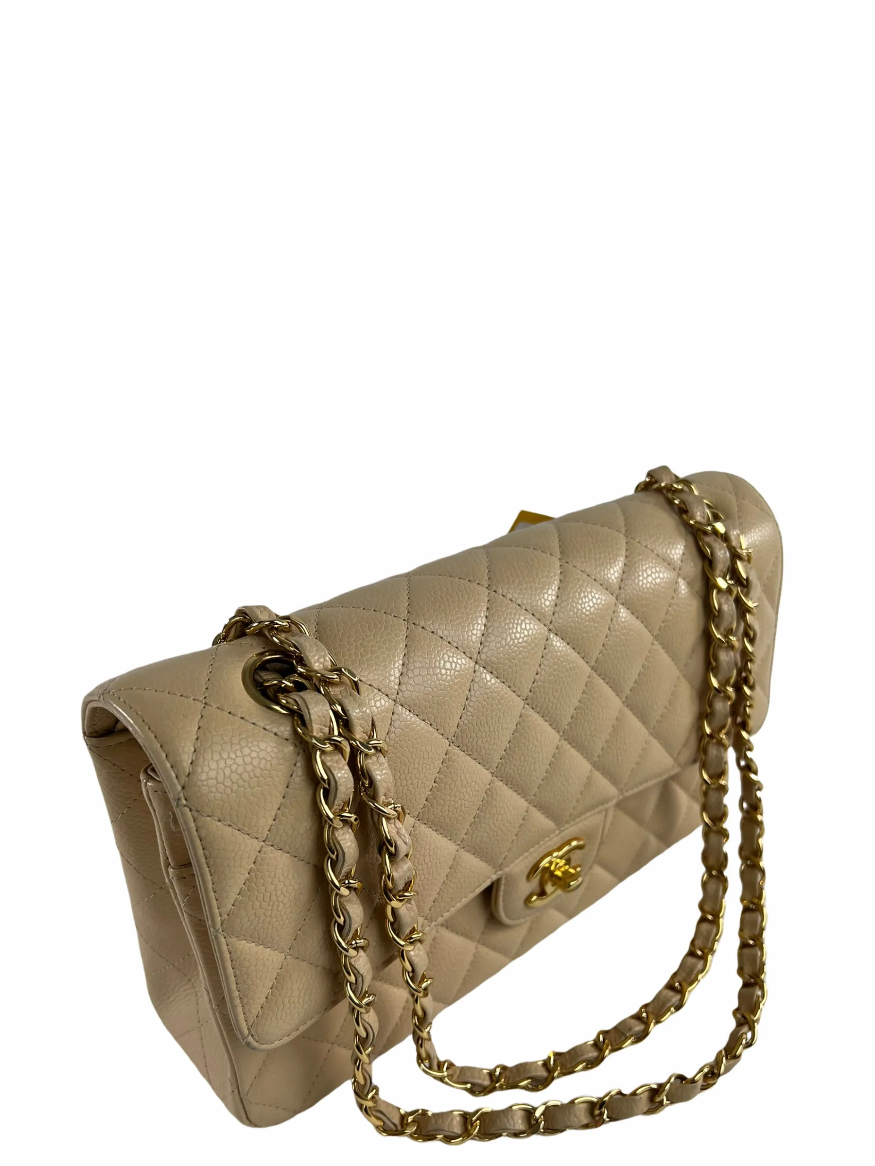 Chanel Cream Caviar Leather Medium Classic Double Flap