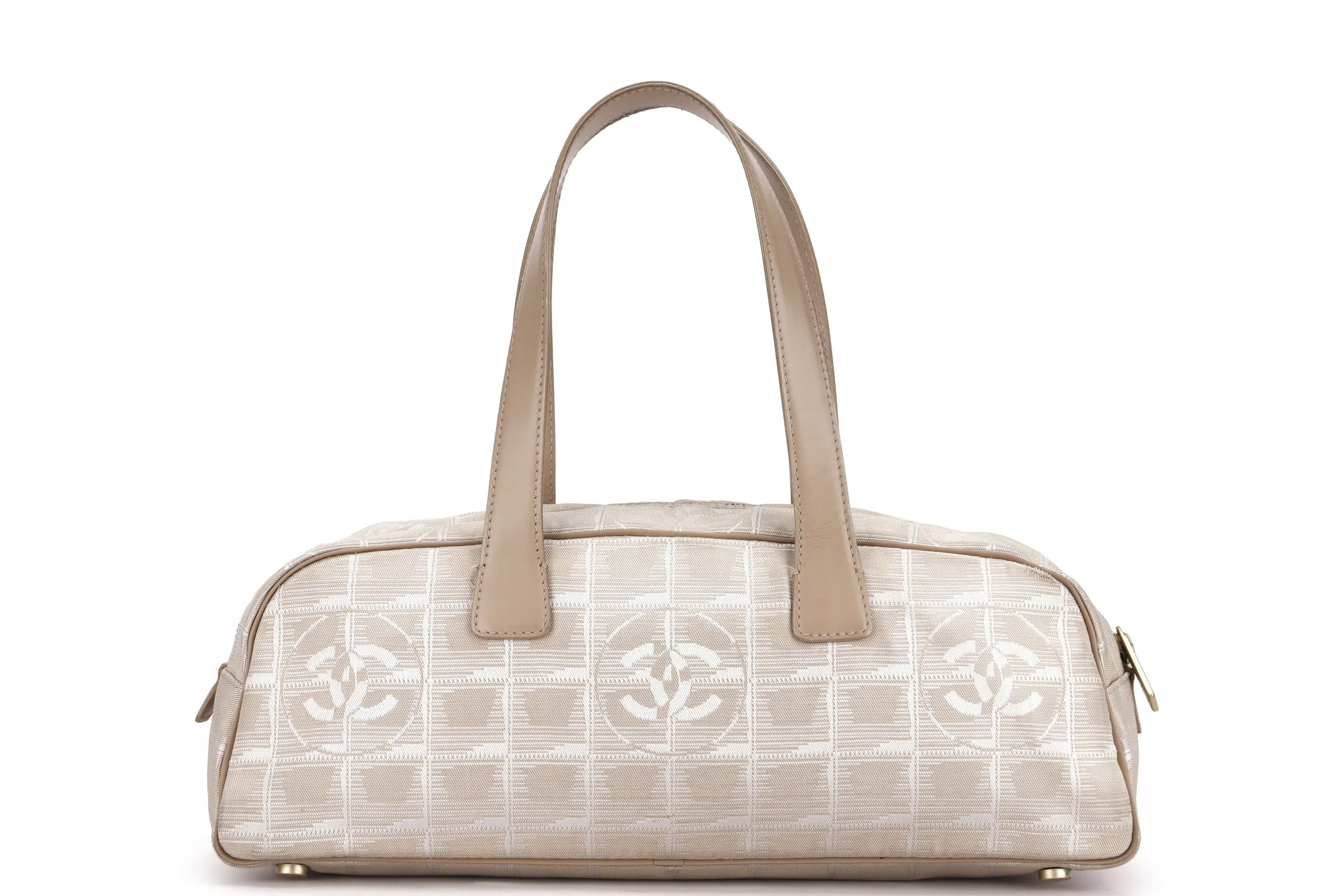 CHANEL TRAVEL LINE BOSTON HANDBAG 34 (1051xxxx) BEIGE COLOR, GOLD HARDWARE, NO CARD & DUST COVER
