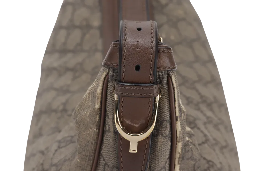 GUCCI HOBO SHOULDER BAG (309618 002123) BROWN GG CANVAS GOLD HARDWARE WITH DUST COVER
