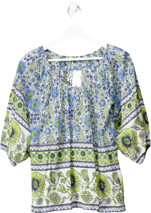 Joie Blue Nancy Top With Flower Pattern UK XS