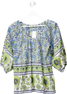 Joie Blue Nancy Top With Flower Pattern UK XS