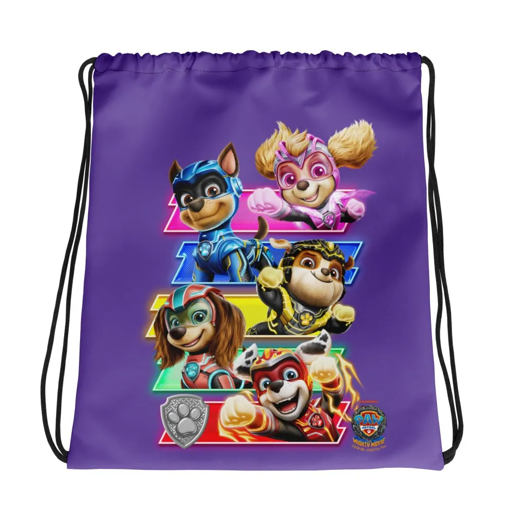 PAW Patrol The Mighty Movie Purple Drawstring Bag