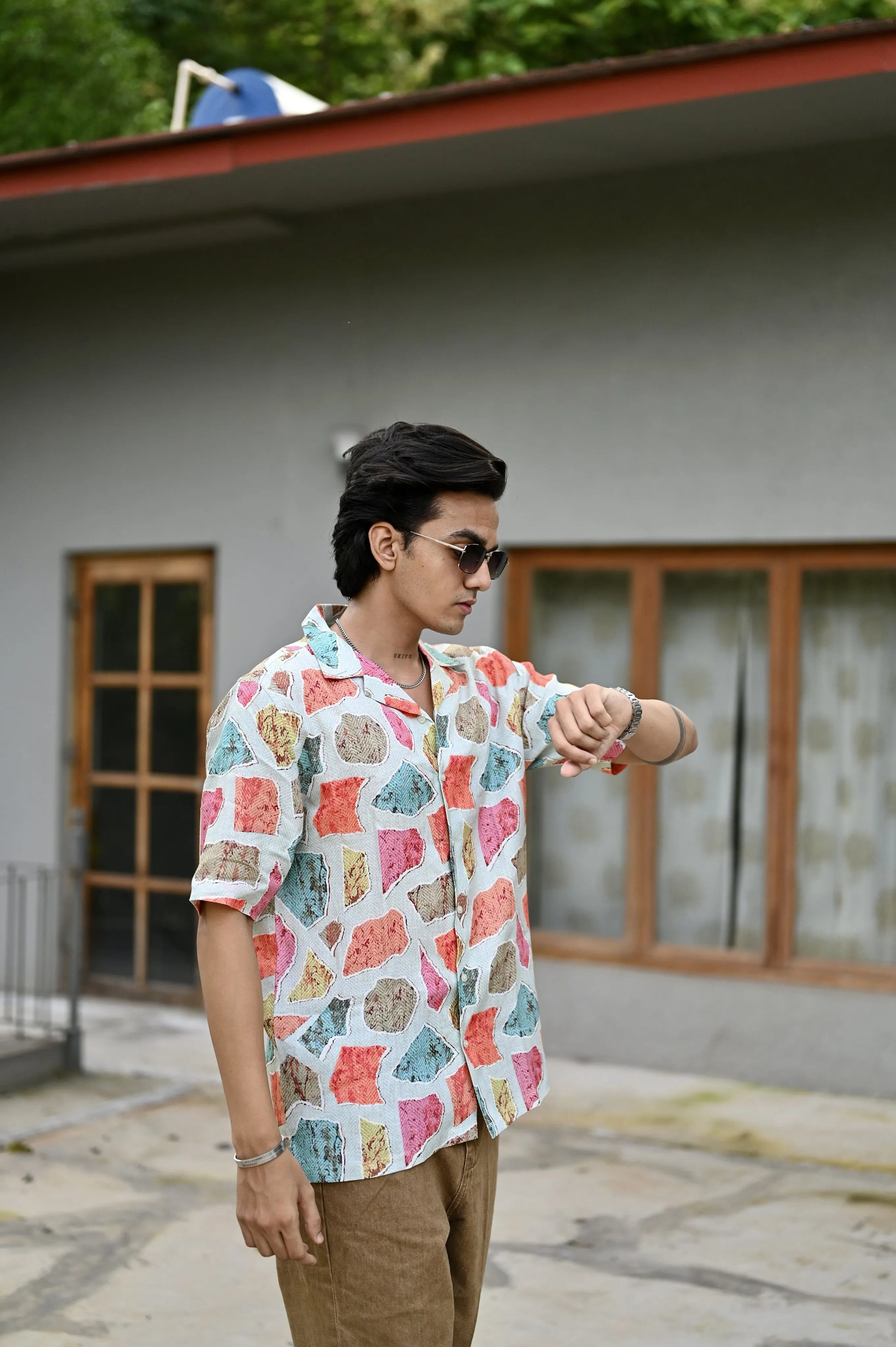 "Havana Rhythms : Embrace the Lively Fusion of Colors with Cuban Collar Shirt"