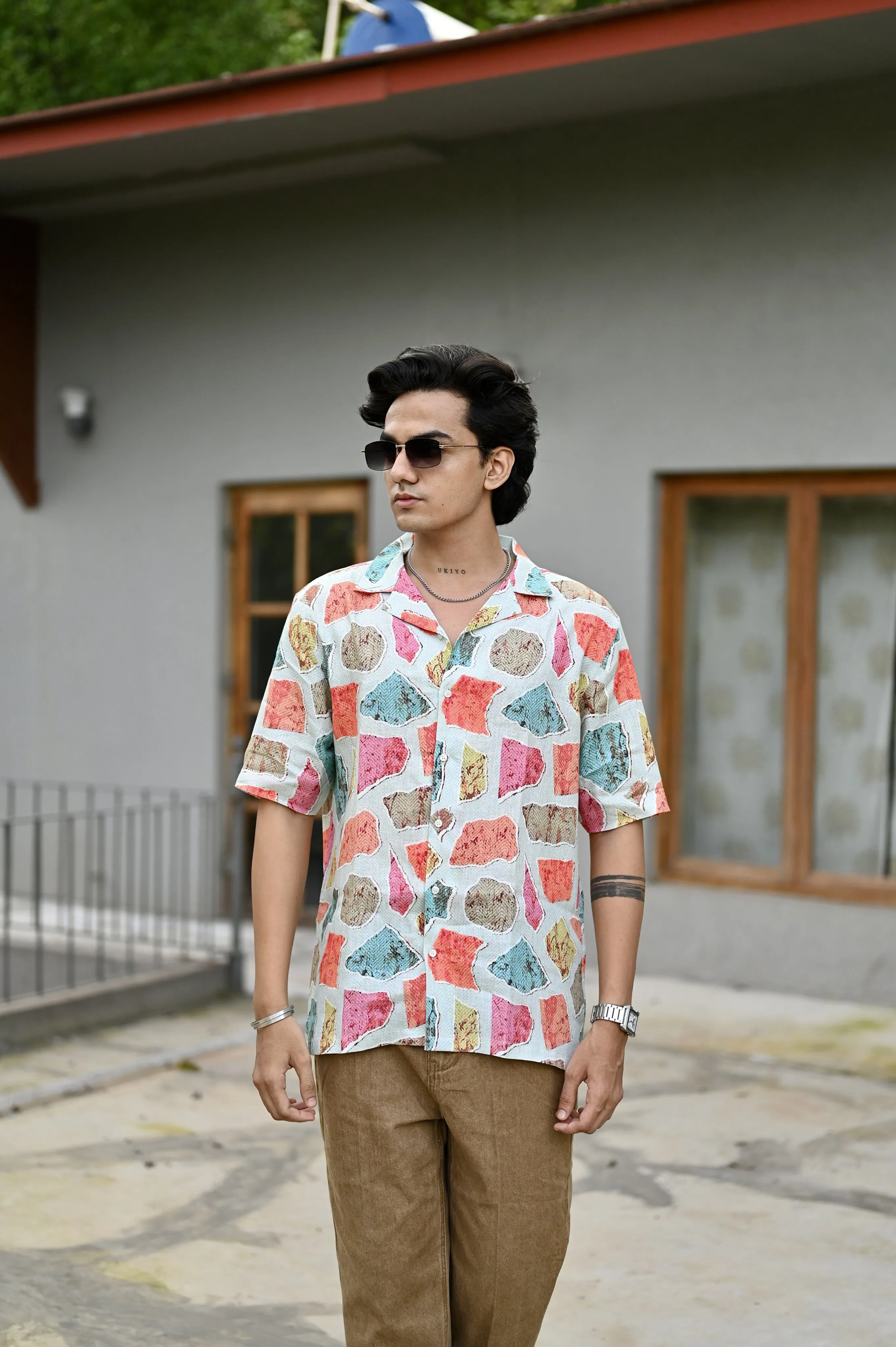 "Havana Rhythms : Embrace the Lively Fusion of Colors with Cuban Collar Shirt"