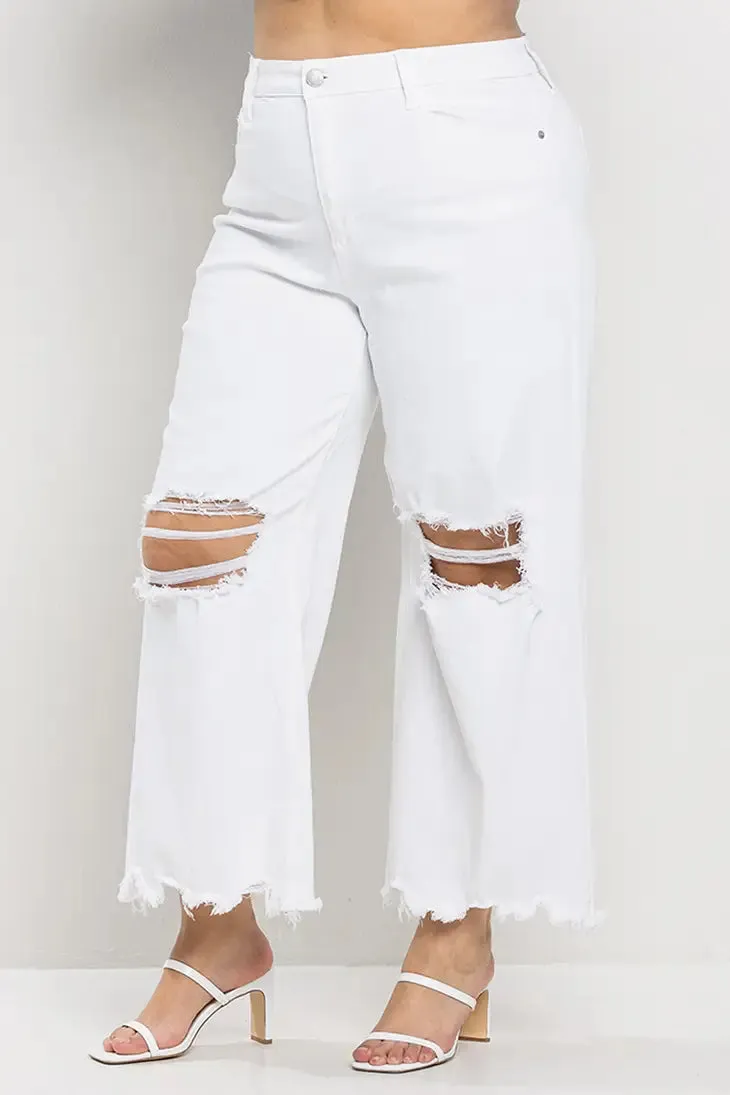 Sneak Peak High Rise Plus Crop White Jeans