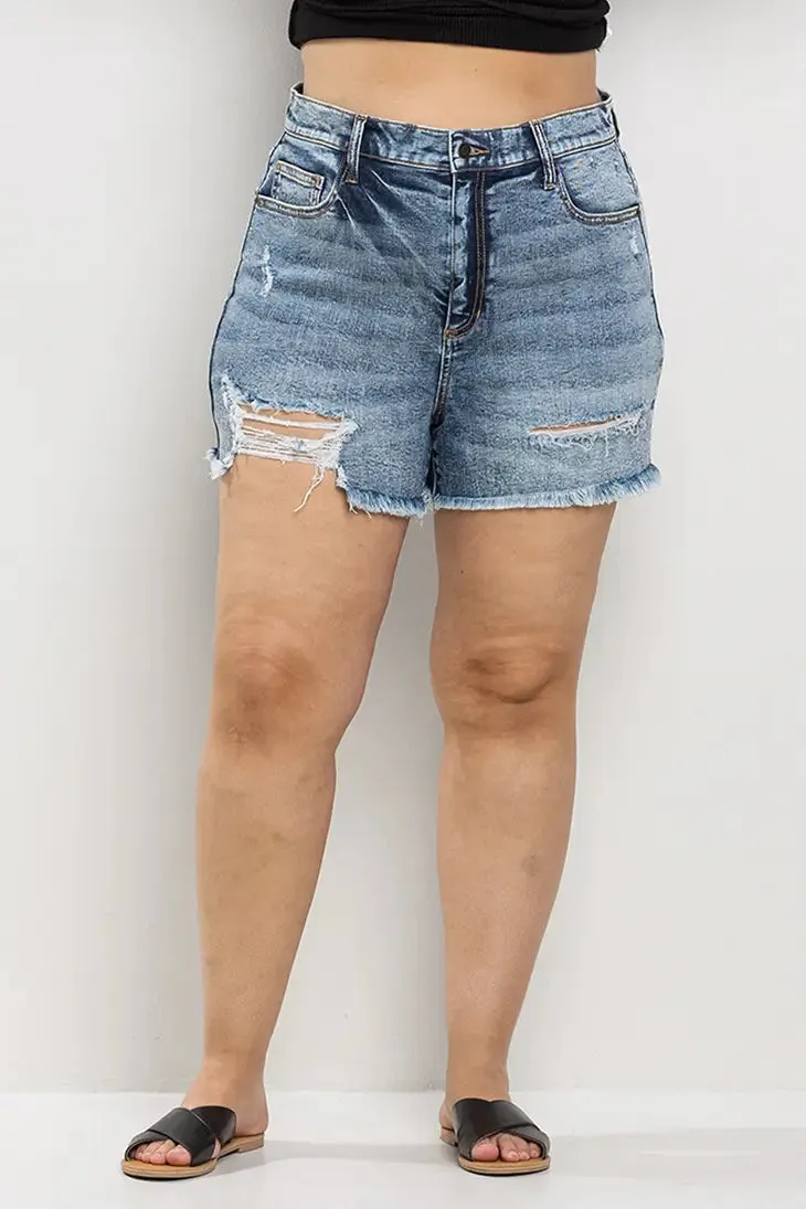 Sneak Peak Plus High Rise Denim Short
