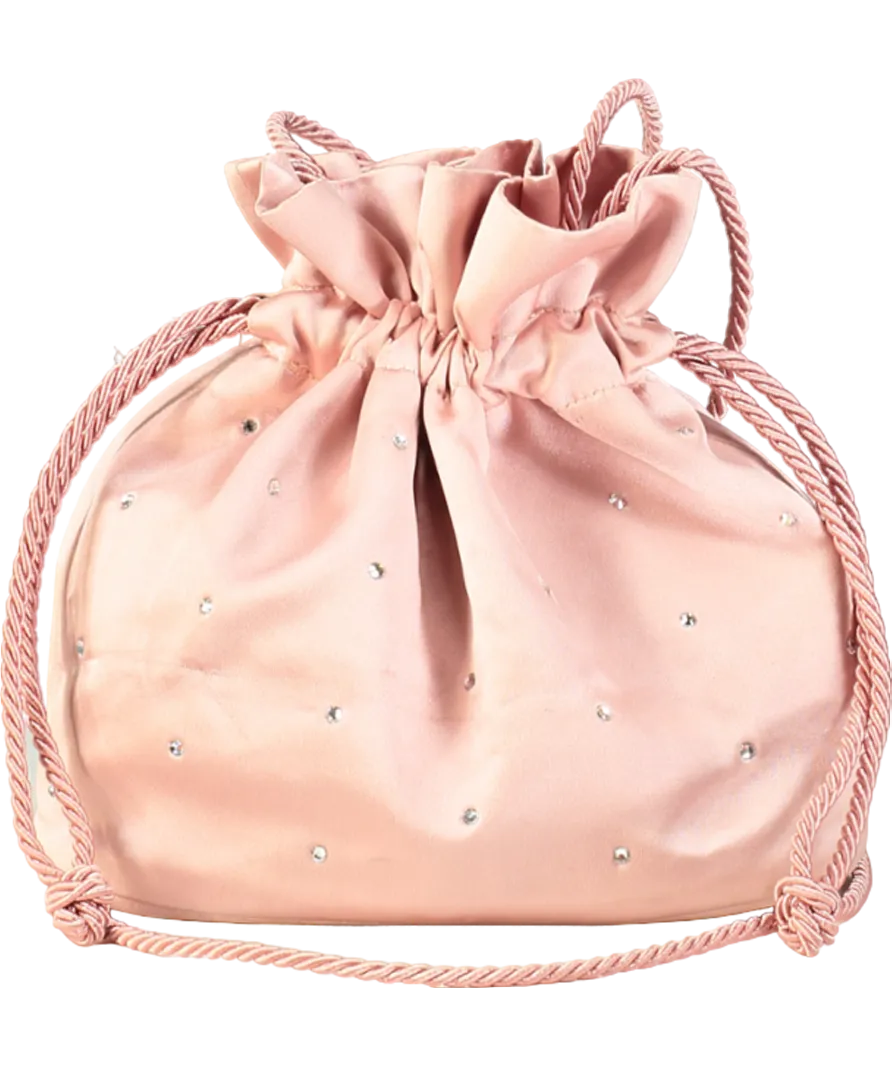 Soir Paris Pink Diamante Drawstring Bucket Bag
