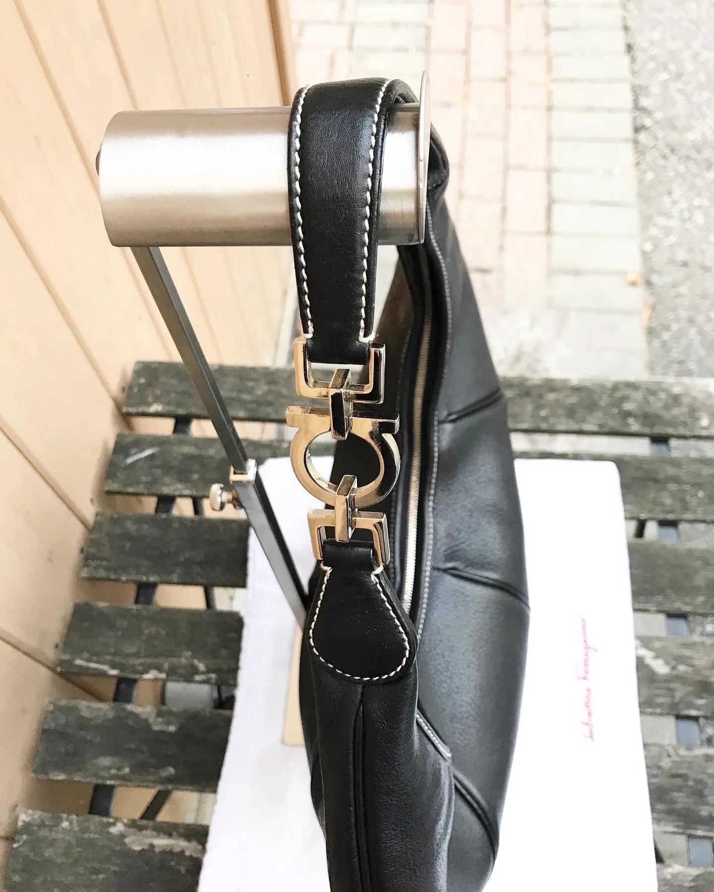 Vintage SALVATORE FERRAGAMO Leather Hobo Shoulder Bag